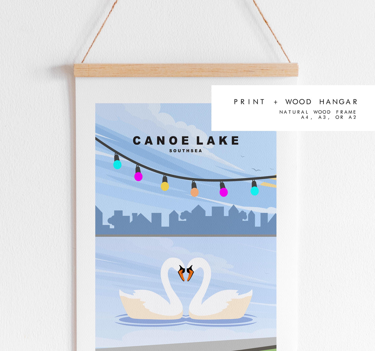 Canoe Lake Travel Poster - Wall Art Print - Southsea and Portsmouth Travel Posters - Minimalist Retro Style - Prints or Framed Prints