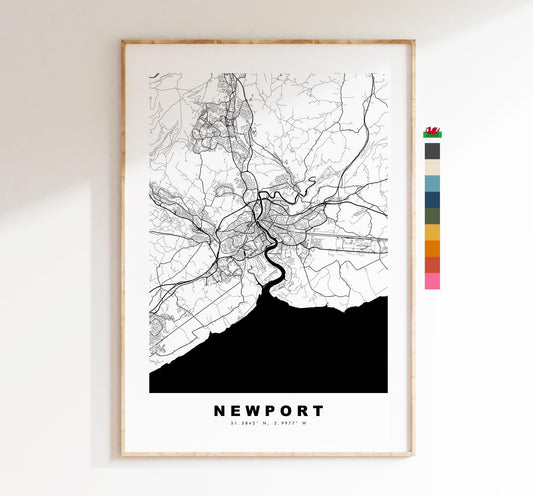 Newport Map Print - Minimalist City Map Poster - Map Art - Wales - UK - Newport Print - Newport Poster - Different Colours Available