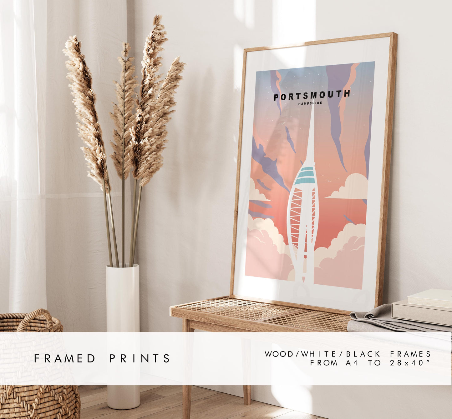 Portsmouth Travel Poster (Sunset) - Wall Art Print - Southsea and Portsmouth Travel Posters - Prints or Framed Prints