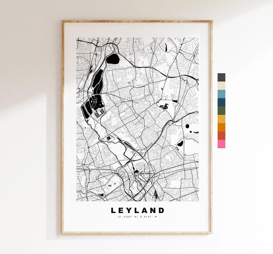 Leyton Map Print - Minimalist City Map Poster - Map Art - UK - Leyton Print - Leyton, London - Different Colours Available