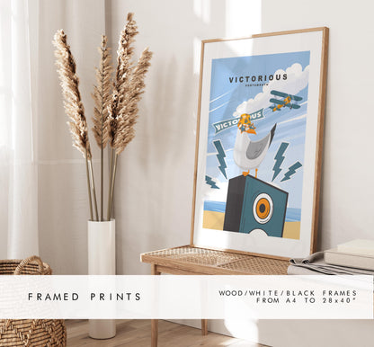 Victorious Seagull Travel Poster - Wall Art Print - Southsea and Portsmouth Travel Posters - Prints or Framed Prints