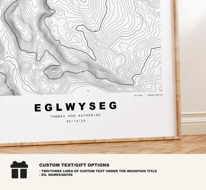 Eglwyseg Mountain Print - Contour Map - Eglwyseg - Wales - Topographic Map - Print - Poster - Wall Art - Eglwyseg Poster - Map - Topography