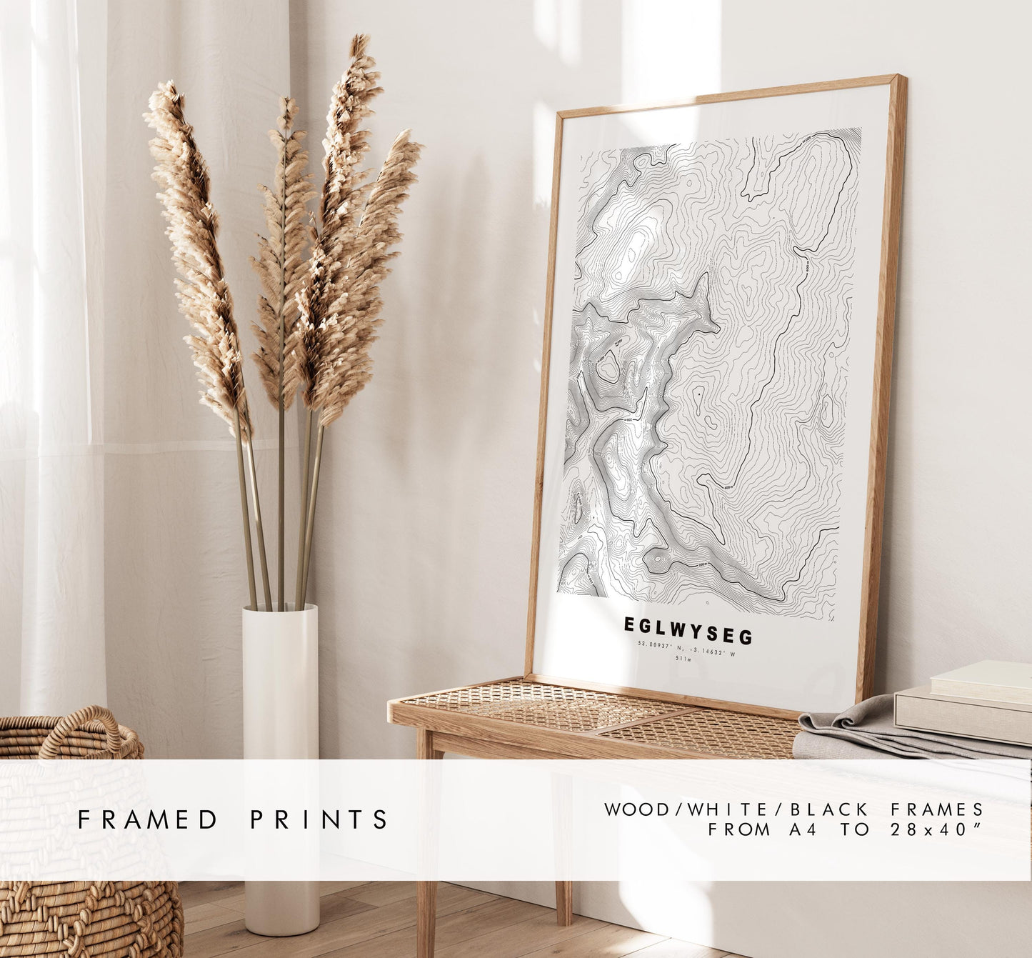 Eglwyseg Mountain Print - Contour Map - Eglwyseg - Wales - Topographic Map - Print - Poster - Wall Art - Eglwyseg Poster - Map - Topography