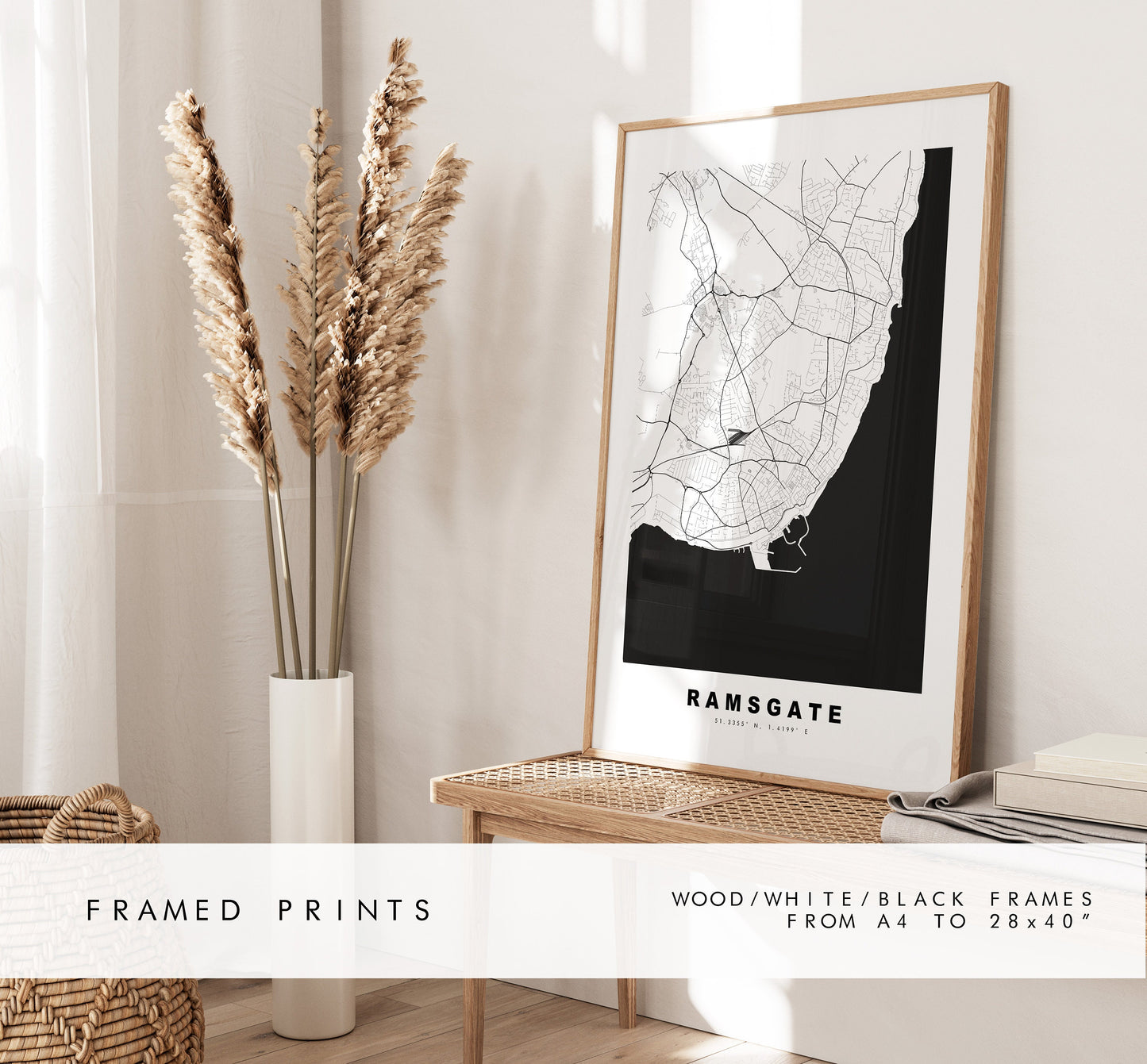 Ramsgate Map Print - Minimalist City Map Poster - Map Art - UK - Ramsgate Print - Ramsgate Poster - Different Colours Available