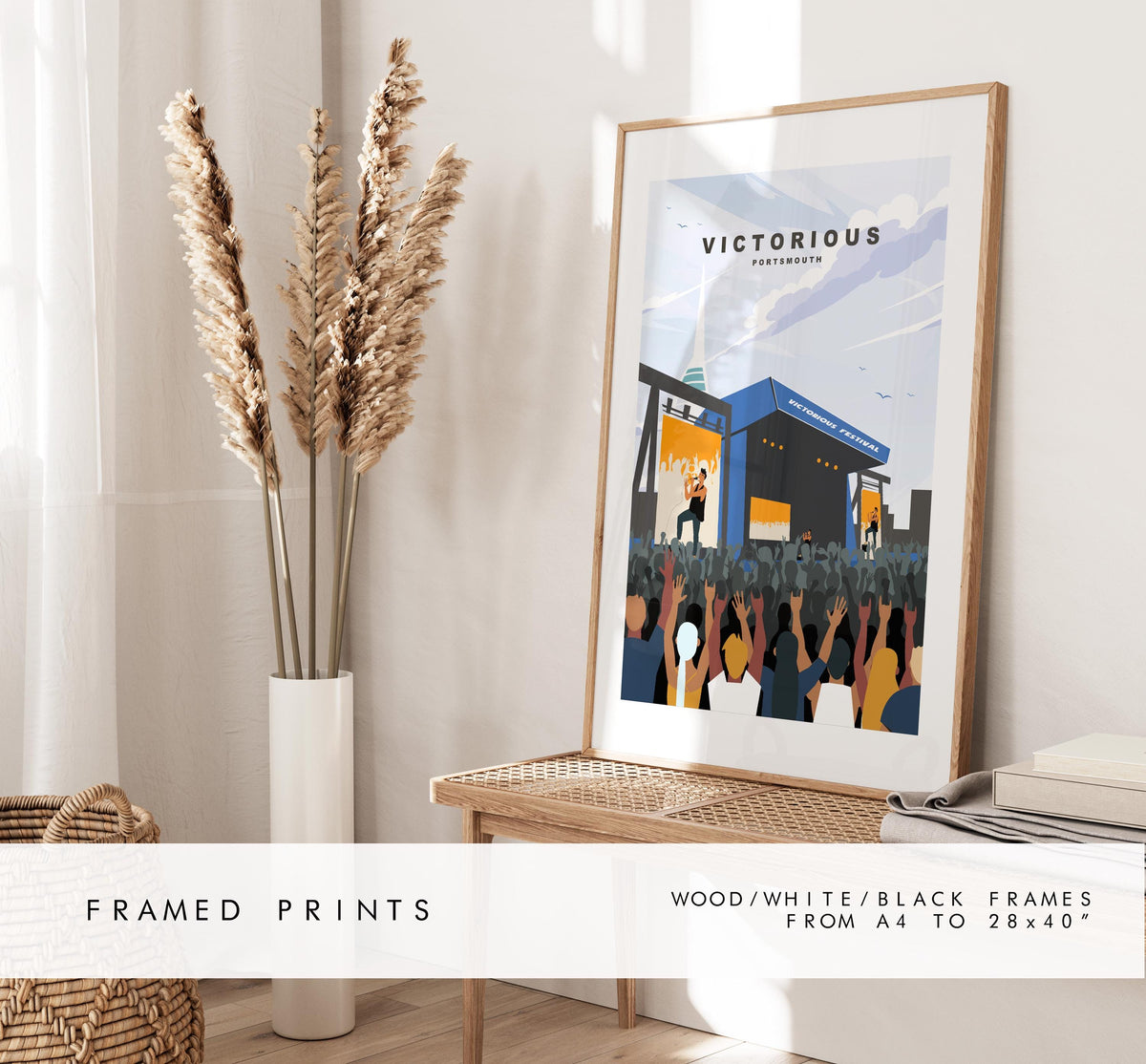 Victorious Travel Poster (Day) - Wall Art Print - Southsea and Portsmouth Travel Posters - Minimalist Retro Style - Prints or Framed Prints