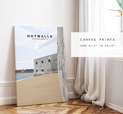 Hotwalls Beach Travel Poster - Wall Art Print - Southsea and Portsmouth Travel Posters - Minimalist Retro Style - Prints or Framed Prints