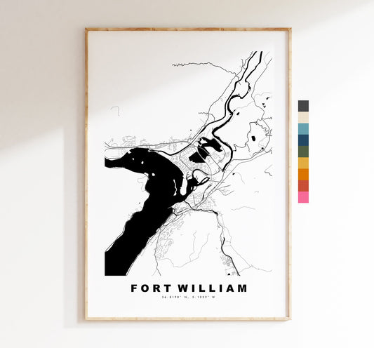 Fort William Map Print - Minimalist City Map Poster - Map Wall Art - Scotland - UK - Fort William Print - Different Colours Available
