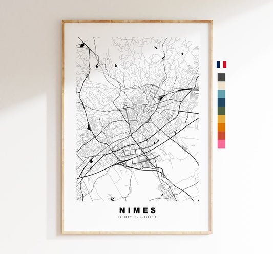 Nimes Map Print - City Map Poster - Map Wall Art - France City Maps - Nimes Print - Nimes Poster - Minimalist City Map - France
