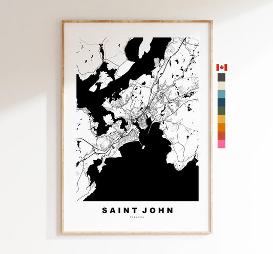 Saint John Map Print - City Map Poster - Map Art - Map Wall Art - Canada City Maps - Saint John Print - Poster - Minimalist City Map