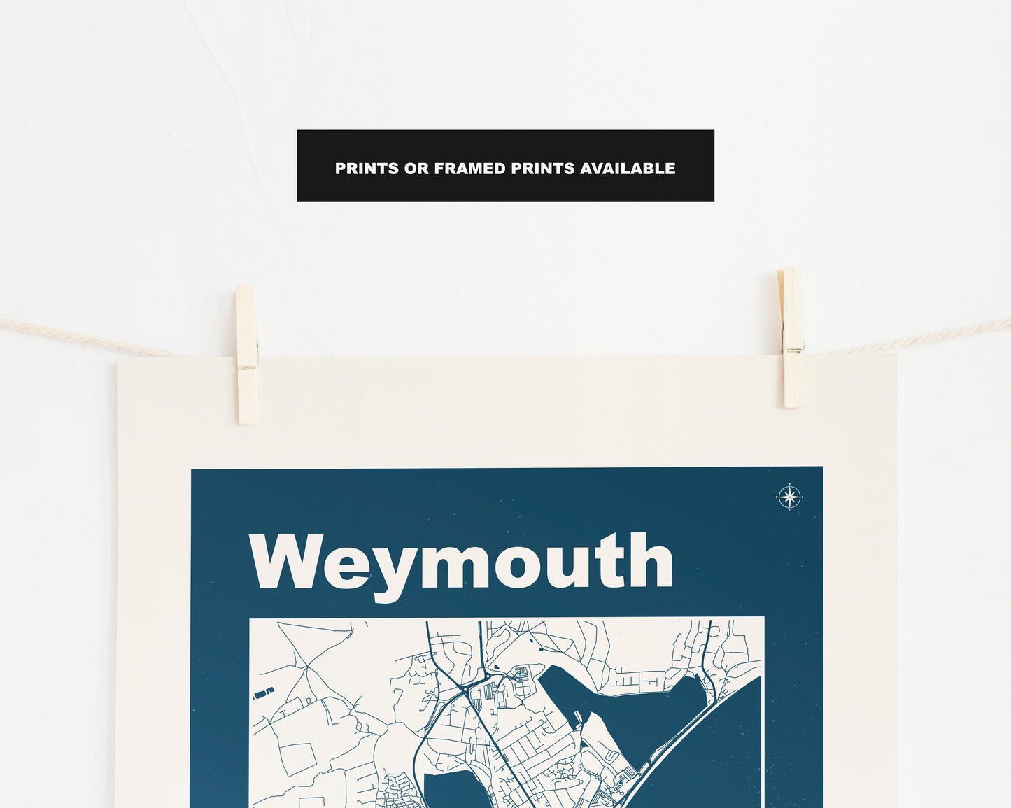 Weymouth Print - Map Print - Mid Century Modern  - Retro - Vintage - Contemporary - Weymouth Print - Map - Map Poster - Gift - Dorset