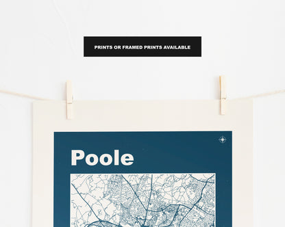 Poole Print - Map Print - Mid Century Modern  - Retro - Vintage - Contemporary - Poole Print - Map - Map Poster - Gift - Dorset