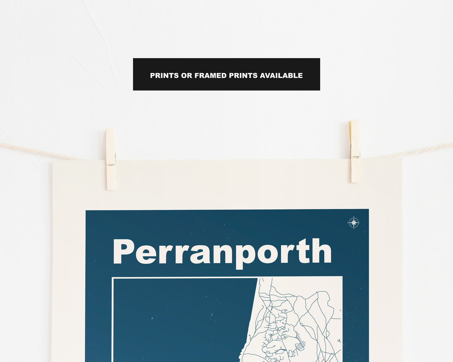 Perranporth Print - Map Print - Retro - Vintage - Contemporary - Perranporth Print - Map - Map Poster - Gift - Cornwall