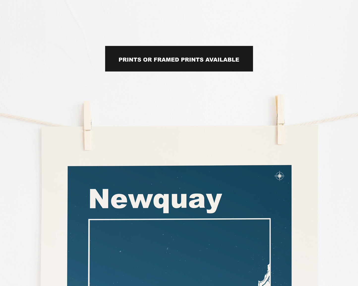 Newquay Print - Map Print - Mid Century Modern  - Retro - Vintage - Contemporary - Newquay Print - Cornwall - Coastal - Newquay Map - Gift