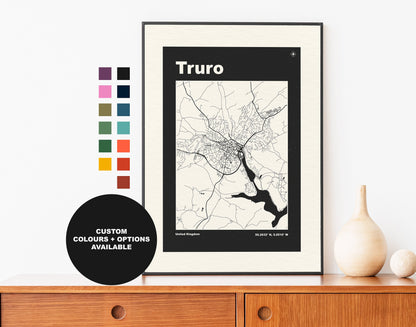 Truro Print - Map Print - Mid Century Modern  - Retro - Vintage - Contemporary - Truro Print - Map - Map Poster - Gift - Cornwall