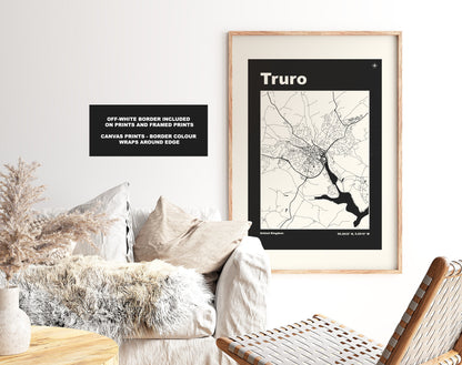 Truro Print - Map Print - Mid Century Modern  - Retro - Vintage - Contemporary - Truro Print - Map - Map Poster - Gift - Cornwall