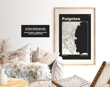 Paignton Print - Map Print - Mid Century Modern  - Retro - Vintage - Contemporary - Paignton Print - Map - Map Poster - Gift - Devon
