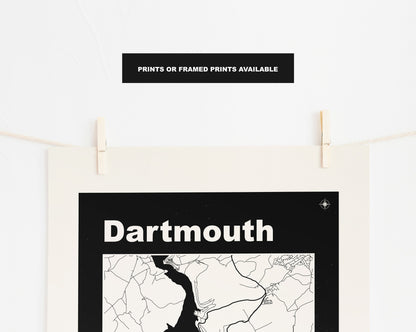 Dartmouth Print - Map Print - Mid Century Modern  - Retro - Vintage - Contemporary - Dartmouth Print - Map - Map Poster - Gift - Cornwall