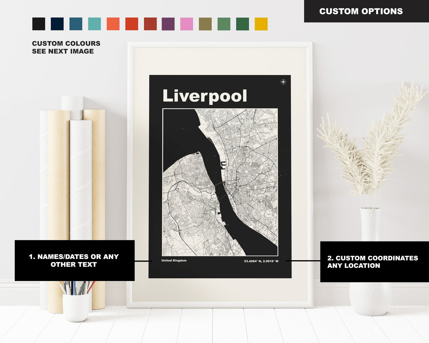 Liverpool Print - Map Print - Mid Century Modern  - Retro - Vintage - Contemporary - Liverpool Print - City Map - City Map Poster - Gift