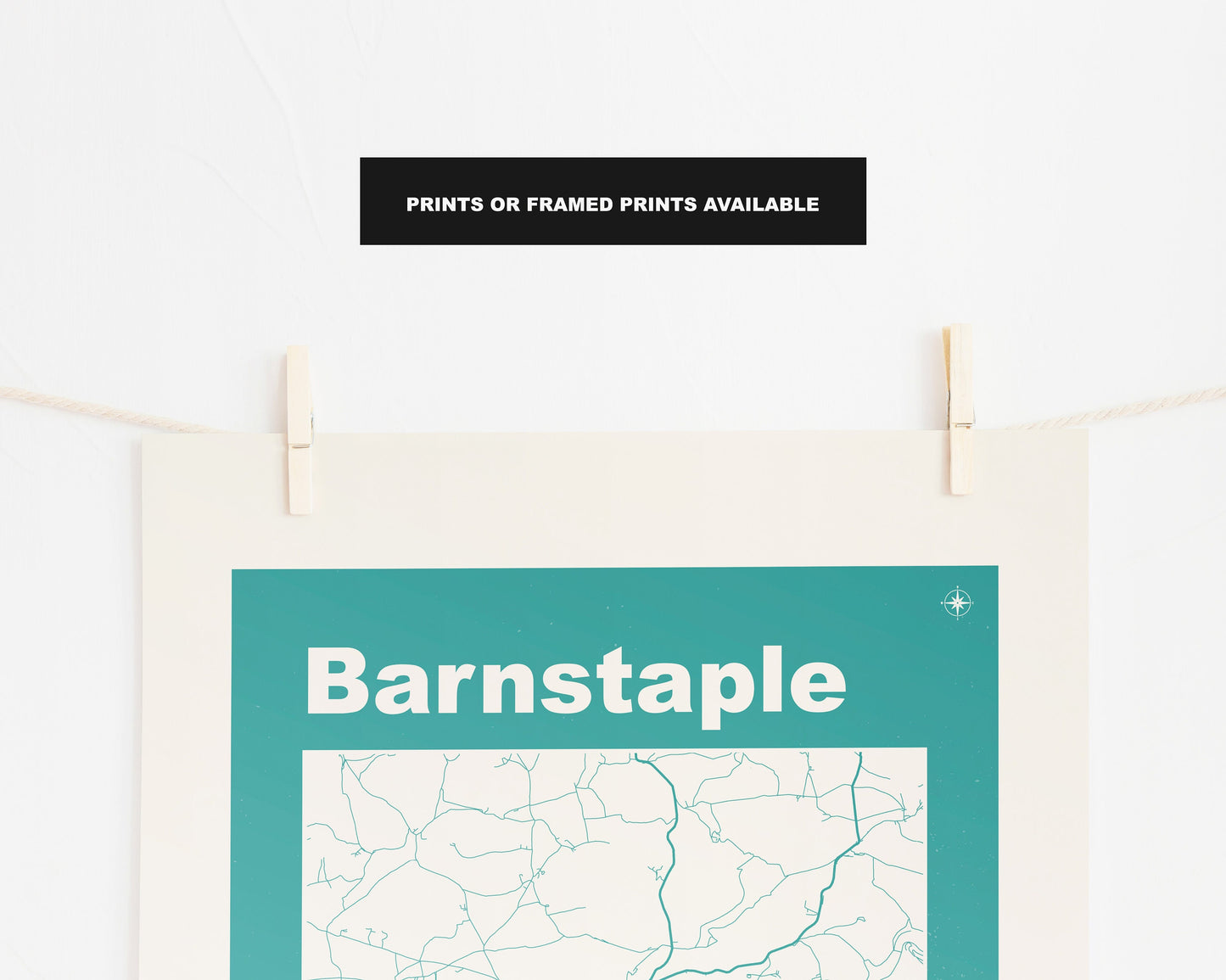 Barnstaple Print - Map Print - Mid Century Modern  - Retro - Vintage - Contemporary - Barnstaple Print - City Map - City Map Poster - Gift