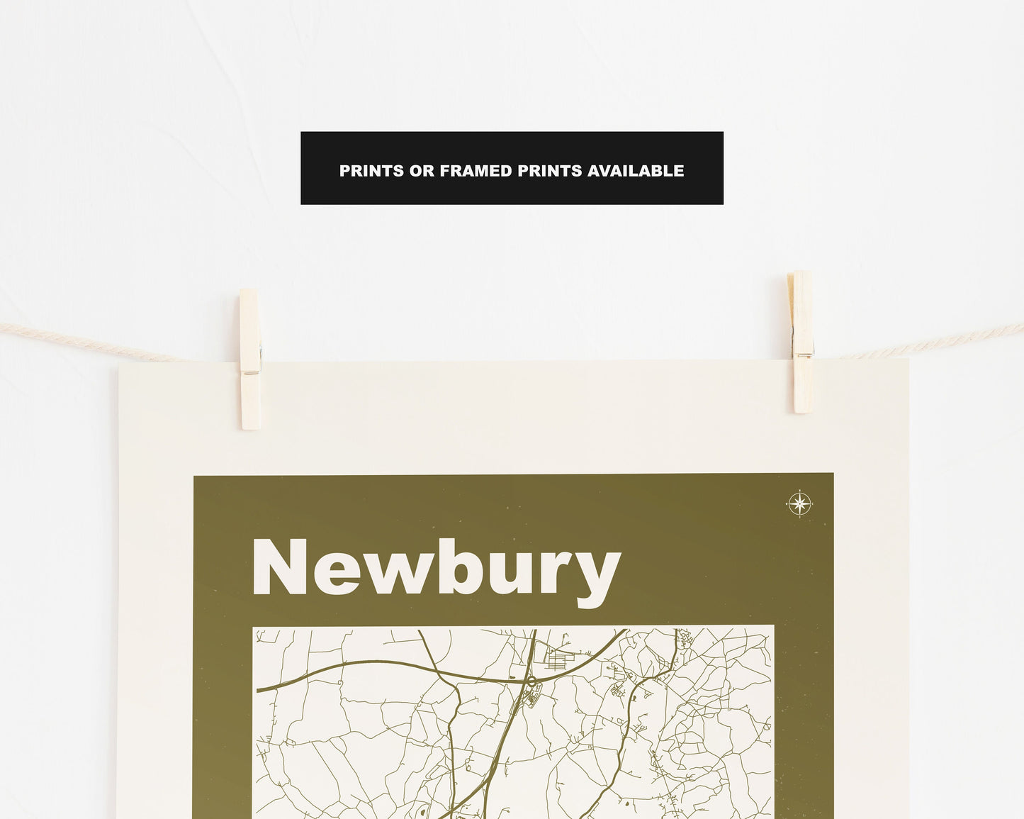 Newbury Print - Map Print - Mid Century Modern  - Retro - Vintage - Contemporary - Newbury Print - Map - Map Poster - Gift - Berkshire