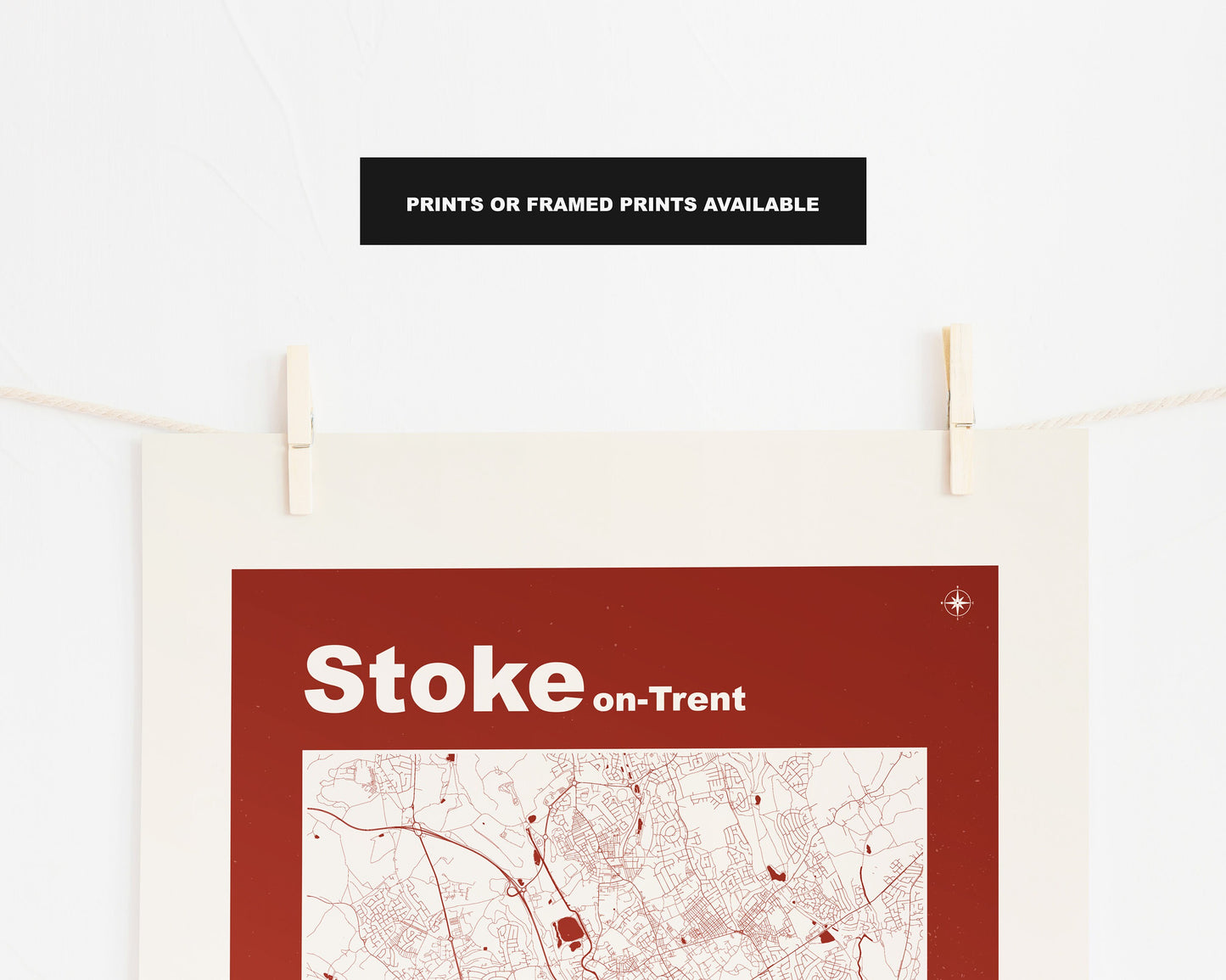 Stoke Print - Map Print - Retro - Vintage - Contemporary - Stoke-on-trent Print - Map - Map Poster - Gift - Stoke Print