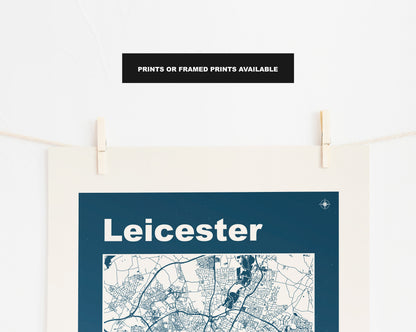 Leicester Print - Map Print - Mid Century Modern  - Retro - Vintage - Contemporary - Leicester Print - Map - Map Poster - Gift