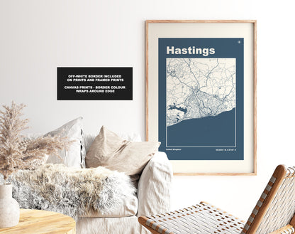 Hastings Print - Map Print - Mid Century Modern  - Retro - Vintage - Contemporary - Hastings Print - Map - Map Poster - Gift - East Sussex
