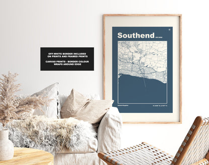 Southend Print - Map Print - Mid Century Modern  - Retro - Vintage - Contemporary - Southend Print - Map - Map Poster - Gift - Essex