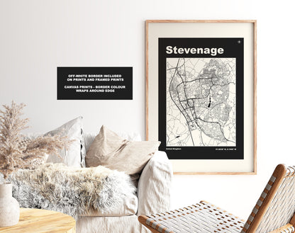 Stevenage Print - Map Print - Mid Century Modern  - Retro - Vintage - Contemporary - Stevenage Print - Map Poster - Gift - Hertfordshire