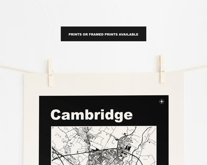 Cambridge Print - Map Print - Mid Century Modern  - Retro - Vintage - Contemporary - Cambridge Print - Map Poster - Gift - Cambridgeshire