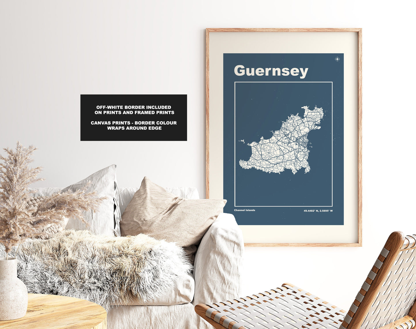 Guernsey Print - Map Print - Mid Century Modern  - Retro - Vintage - Contemporary - Guernsey Print -  Map Poster - Gift - Channel Islands