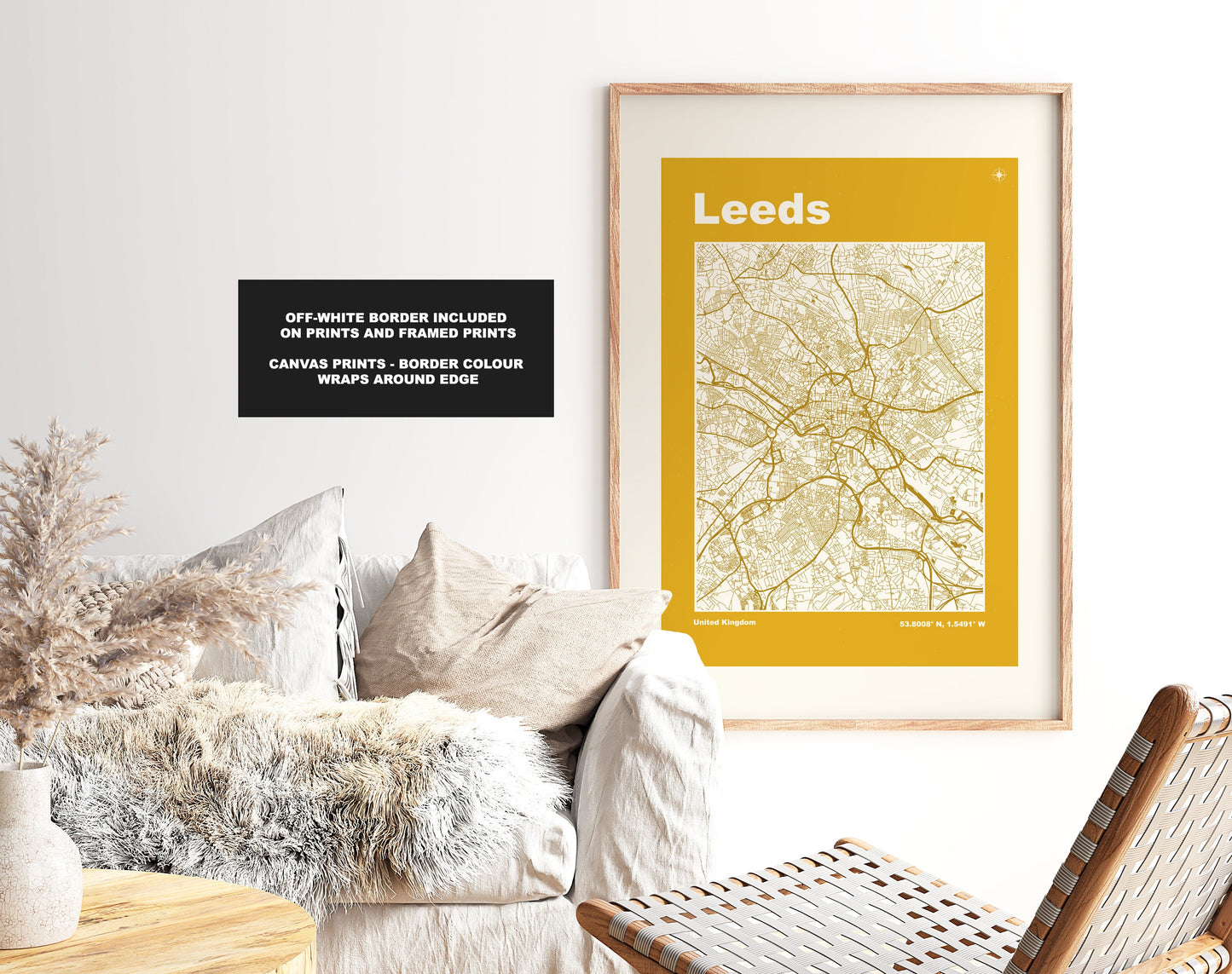 Leeds Print - Map Print - Mid Century Modern  - Retro - Vintage - Contemporary - Leeds Print - Map -  Map Poster - Gift - Yorkshire