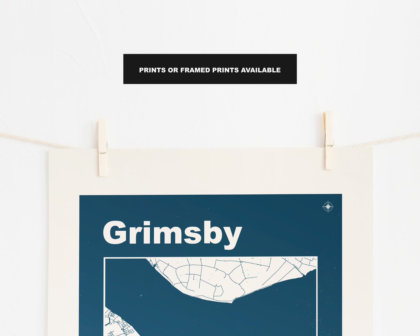 Grimsby Print - Map Print - Mid Century Modern  - Retro - Vintage - Contemporary - Grimsby Print - Map - Map Poster - Gift - Lincolnshire