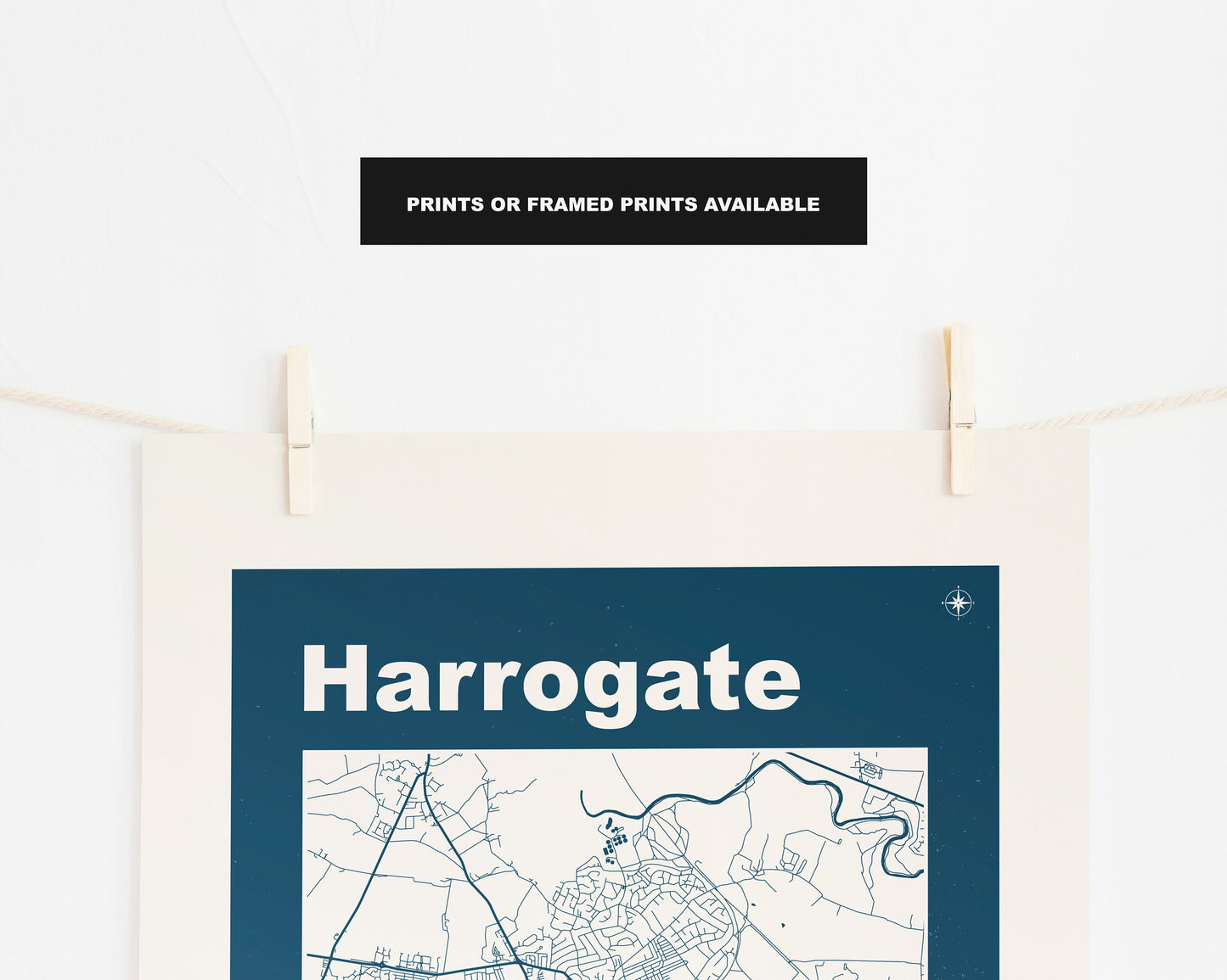 Harrogate Print - Map Print - Mid Century Modern  - Retro - Vintage - Contemporary - Harrogate Print - Map - Map Poster - Gift - Yorkshire