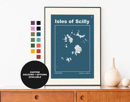 Scilly Print - Map Print - Mid Century Modern  - Retro - Vintage - Contemporary - Scilly Isles Print - Map Poster - Isles of Scilly - Gift