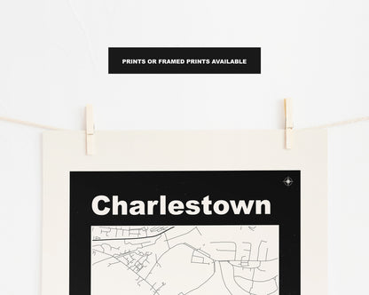 Charlestown Print - Map Print - Mid Century Modern  - Retro - Vintage - Contemporary - Cornwall Print - Map - Map Poster - Gift - Cornwall