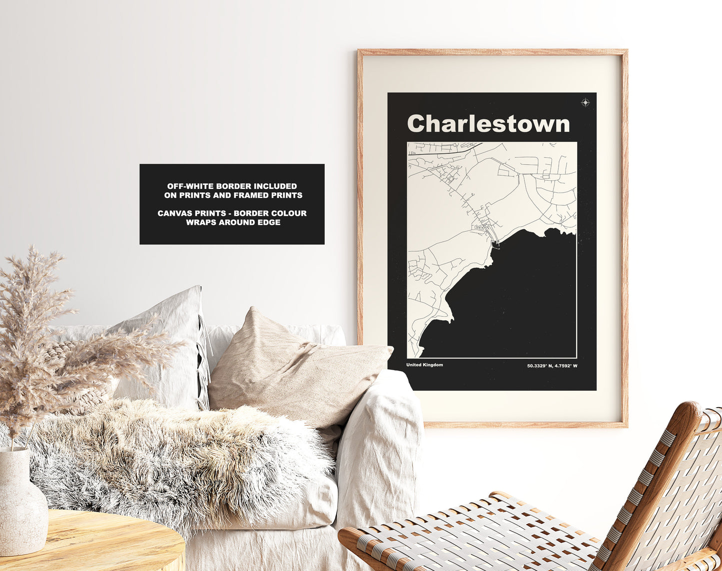 Charlestown Print - Map Print - Mid Century Modern  - Retro - Vintage - Contemporary - Cornwall Print - Map - Map Poster - Gift - Cornwall