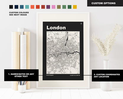 London Print - Map Print - Mid Century Modern  - Retro - Vintage - Contemporary - London Print - City Map - City Map Poster - Gift