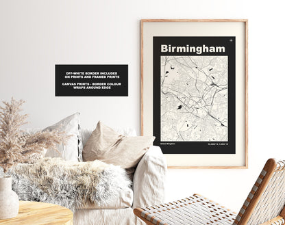 Birmingham Print - Map Print - Mid Century Modern  - Retro - Vintage - Contemporary - Birmingham Print - City Map - City Map Poster - Gift