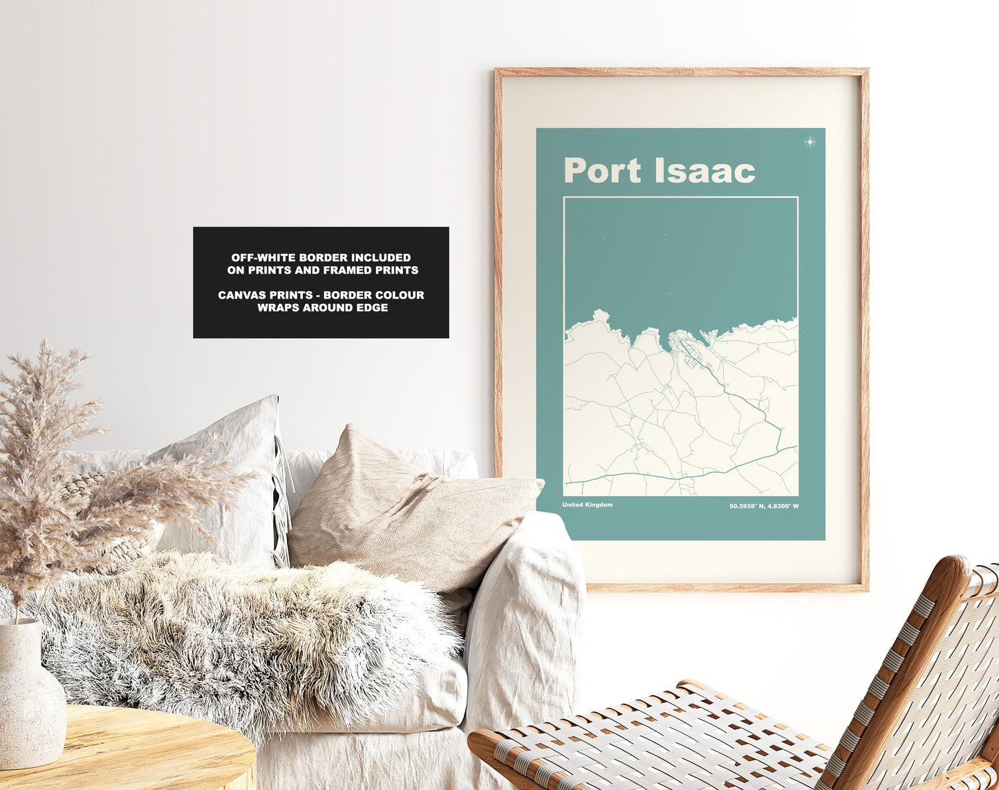 Port Isaac Print - Map Print - Mid Century Modern  - Retro - Vintage - Contemporary - Port Isaac Print - Map - Map Poster - Gift - Cornwall