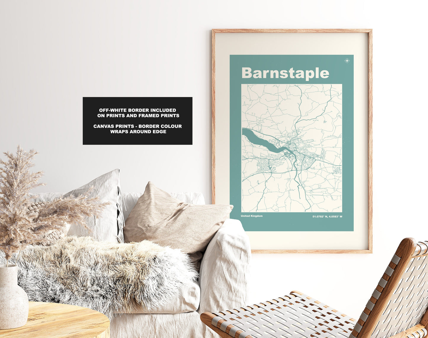 Barnstaple Print - Map Print - Mid Century Modern  - Retro - Vintage - Contemporary - Barnstaple Print - City Map - City Map Poster - Gift