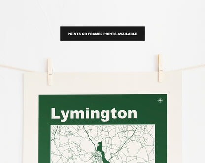 Lymington Print - Map Print - Mid Century Modern  - Retro - Vintage - Contemporary - Lymington Print - Map - Map Poster - Gift - New Forest