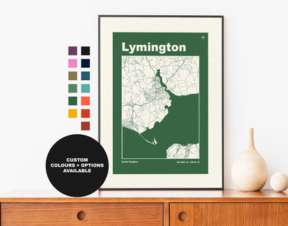 Lymington Print - Map Print - Mid Century Modern  - Retro - Vintage - Contemporary - Lymington Print - Map - Map Poster - Gift - New Forest