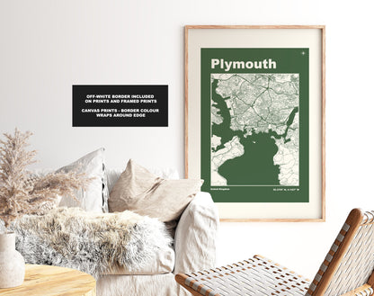 Plymouth Print - Map Print - Mid Century Modern  - Retro - Vintage - Contemporary - Plymouth Print - City Map - City Map Poster - Gift