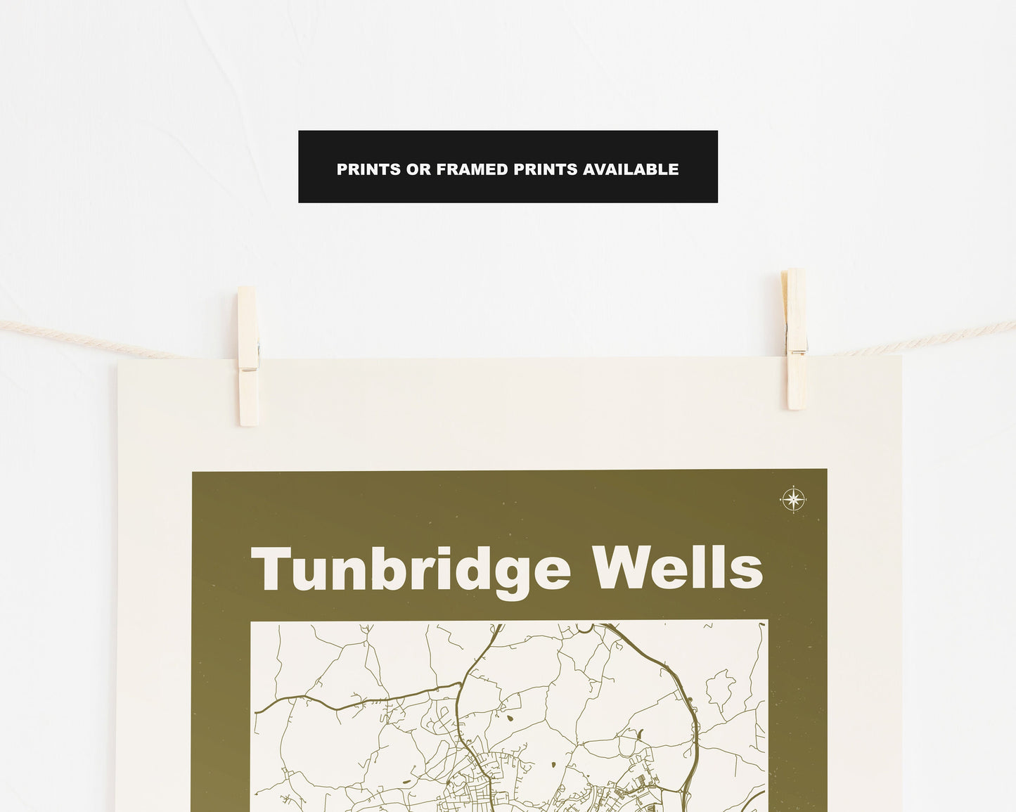 Royal Tunbridge Wells Print - Map Print - Mid Century Modern  - Retro - Vintage - Contemporary - Tunbridge Wells Print  - Poster - Gift