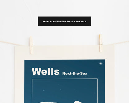 Wells Next Sea Print - Map Print - Mid Century Modern  - Retro - Vintage - Contemporary - Wells Next the Sea Print - Map - Map Poster - Gift