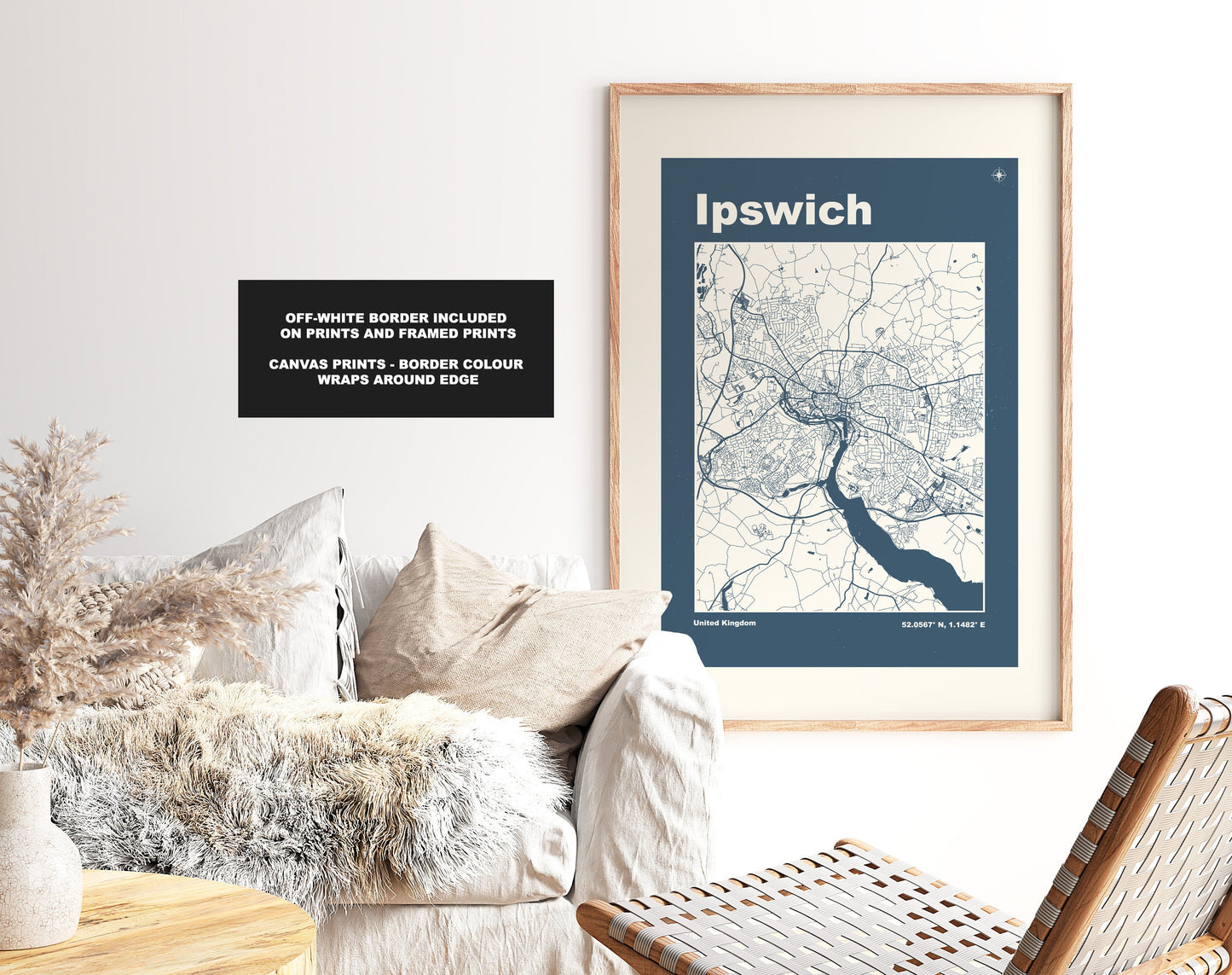 Ipswich Print - Map Print - Mid Century Modern  - Retro - Vintage - Contemporary - Ipswich Print - Map - Map Poster - Gift - Norfolk