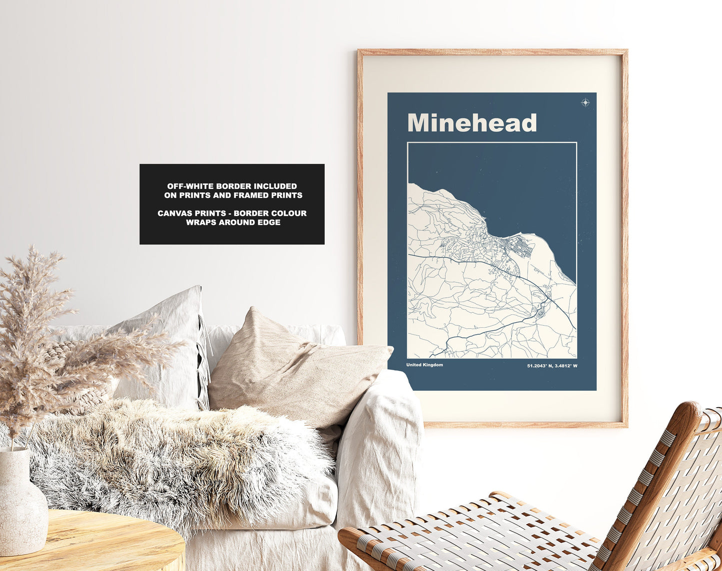 Minehead Print - Map Print - Mid Century Modern  - Retro - Vintage - Contemporary - Minehead Print - Map - Map Poster - Gift - Somerset