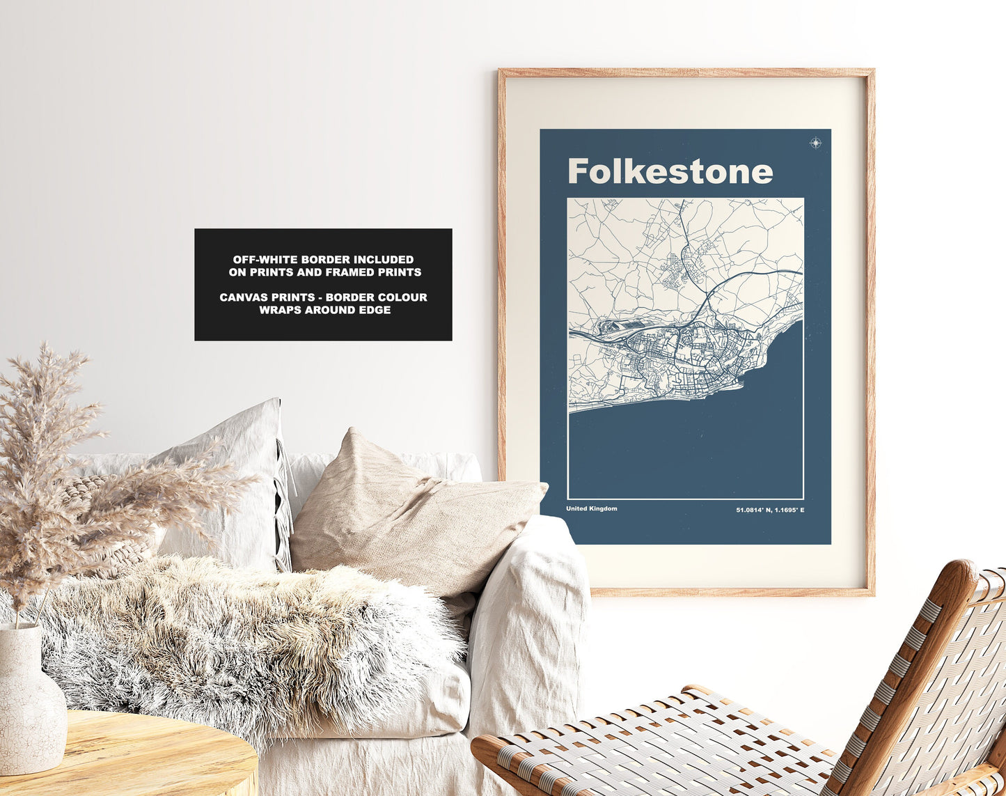 Folksetone Print - Map Print - Mid Century Modern  - Retro - Vintage - Contemporary - Folksetone Print - Map - Map Poster - Gift - Kent