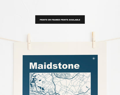 Maidstone Print - Map Print - Mid Century Modern  - Retro - Vintage - Contemporary - Maidstone Print - Map - Map Poster - Gift - Kent
